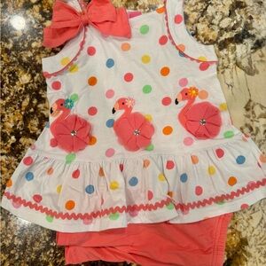 Good Lad White Polka Dot Tank & Coral Shorts Set